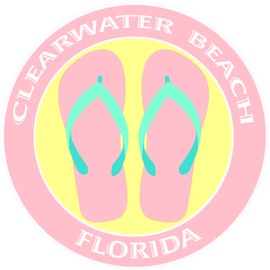 Athena Brands Flip Flops Clearwater Beach Florida - Car Truck Window Bumper Sticker Decal - Surf Shack Pink