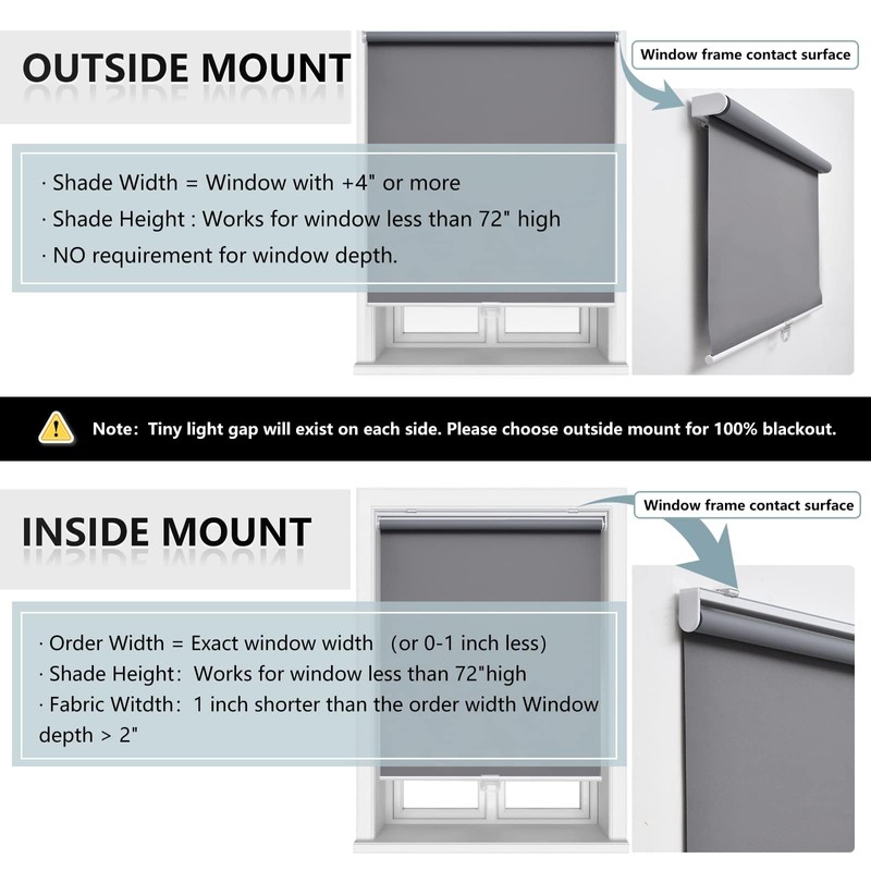 Cordless Roller Shades Blackout Blinds for Windows Room Darkening Rolled
