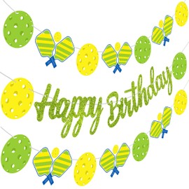 Pickleball Birthday Party Decorations Green Pickleball Happy Birthday Banners Pickleball Birthday Decorations for Sport Theme Birthday Party Pickleball Baby Shower Supplies
