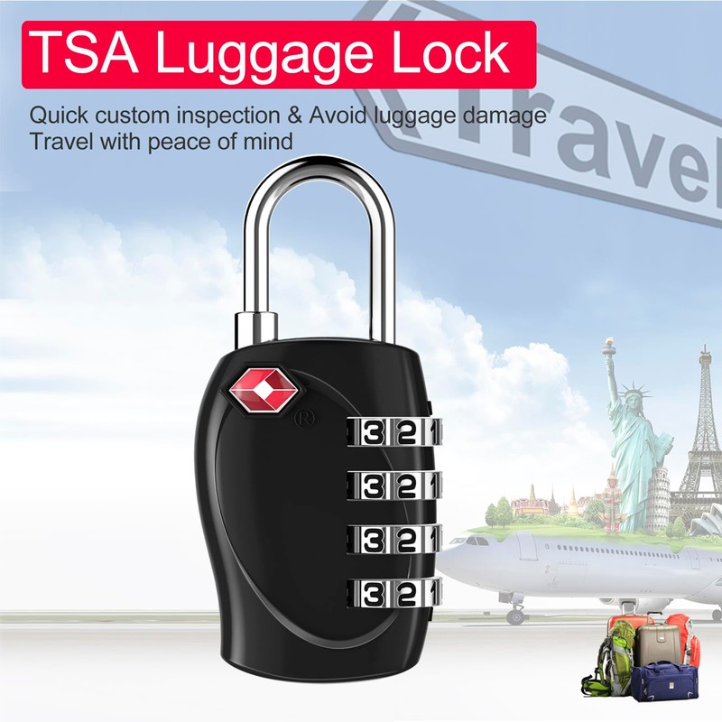 ZHEGE Suitcase Locks Combination with Zinc Alloy Shackle, TSA Approved