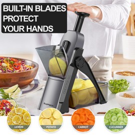SupMaKin Safe Mandoline Slicer for Kitchen, Potato Slicer for Chips, Vegetable & Food Cutter,Thickness Adjustable 0.1-8 mm, Kitchen Faster Slice Artifact (Only Slicer)