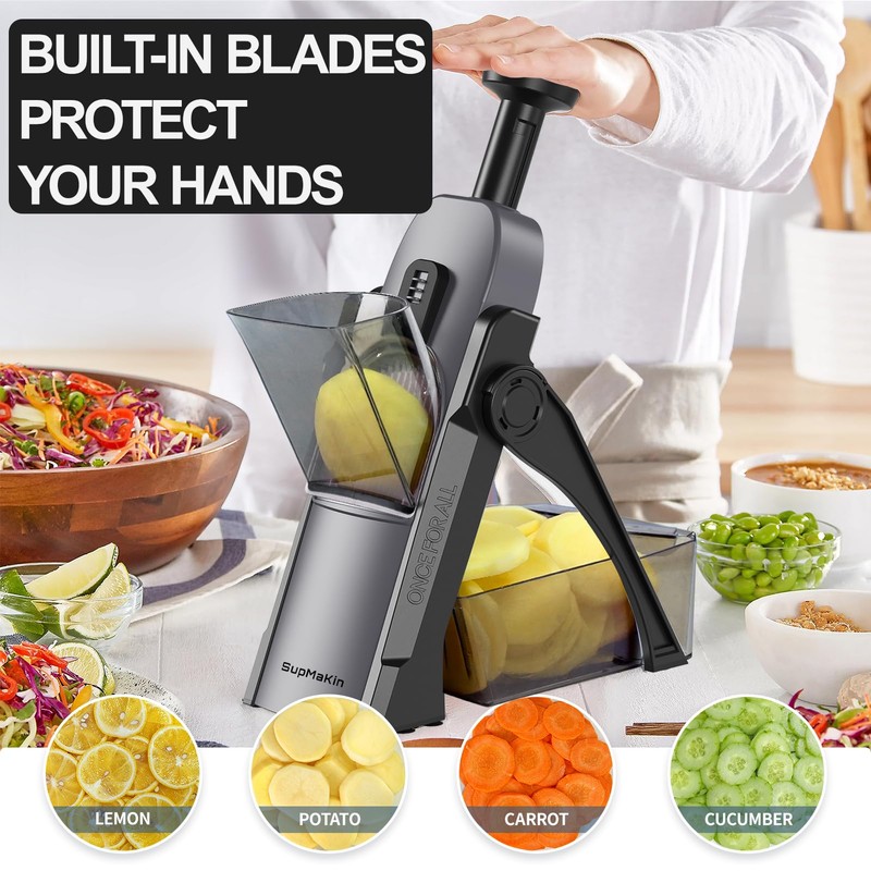 SupMaKin Safe Mandoline Slicer for Kitchen, Potato Slicer for Chips,