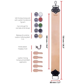BACHER Premium Leather Strop Wide for Sharpening Razor Set with Polishing Paste for Pulling Straps (Long & Width: 72 x 8 cm) - Accessories for Razor Barber