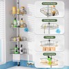 HAMITOR Shower Caddy Tension Pole: 4-Tier Rustproof Bathroom Corner Shelf