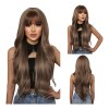 Pelucas Castaño Oscuro Mujer Ondulada Peluca Larga