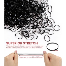 Lafefe 500pcs Small Elastic Hair Bands, Hair Bands Suitable for Women and Children With Braided Hair - Black