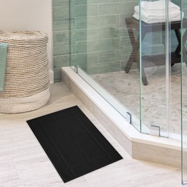 Ample Decor Cotton Bath Mats 34 X 20 Inches, 1350 GSM Oeko Tex Certified Solid Construction Thick & Plush, for Bathroom Floor, Shower – Black