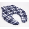 Neck Pillow with Back Panel Flannel Checked Blue Cherry Stone