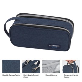 Tergopa Pencil Case Large Zipper Pencil Pouch for Girls Kids Teens Adults Aesthetic Pencil Bag Stationery Organizer Pencil Case with Handle for School Blue