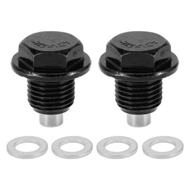 RATCHROLL 1 Set Universal Oil Drain Plug Anti Leakage 0.87" Height Oil Pan Drain Bolt Screw Thread Repair with Gasket Magnetic Black Steel Aluminum M12x1.25