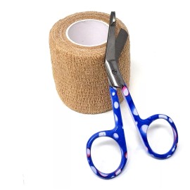 High Tech Instruments 2" Self Adhesive Bandage Gauze Rolls + 3.5" Bandage Scissors Stainless Steel New