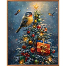 Leczany Cross Stitch Stamped Kits for Beginners Adults or Kids Patterns Craft Kit Needlepoint Full Range of Embroidery Starter Kits DIY 11CT 3 Strands | Birds and Christmas Trees 13.4×16.9 inches