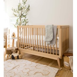 Burt's Bees Baby Essential Organic Cotton Fitted Crib Sheet, Breathable for Boy Girl Standard Crib & Toddler Mattresses