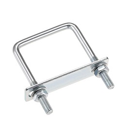 sourcing map Pack of 4 M8 square U-bolts, square U-bolts, U-bolts, 60 x 100 mm, with nut frame and fasteners, carbon steel