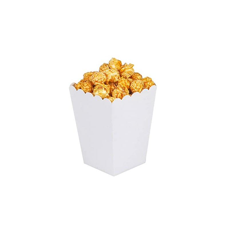White Popcorn Boxes Mini Paper Popcorn Containers for Party,24 PCS