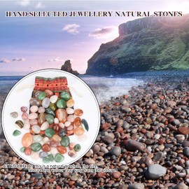 Semi-precious stones - approx. 50 pieces in different sizes (1.3-3.1) cm, natural colourful gemstones for children for decorative purposes, witches/things and so on with the bag