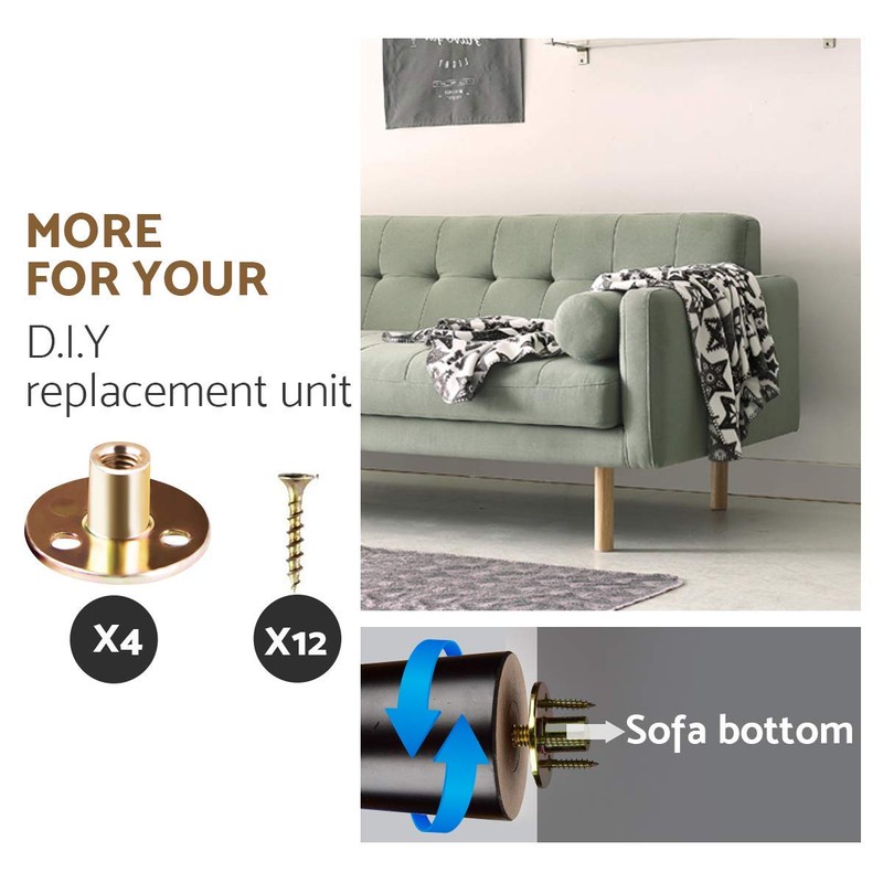 Btowin 2 inch Solid Wood Furniture Legs, 4Pcs Modern Round
