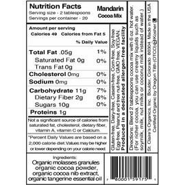 St. Claire's® Organic Gourmet Hot Cocoa, (Mandarin, 12 Ounce Bag, 20 servings) | Allergen-Free, Vegan, GMO-Free, Gluten-Free | Made in the USA in a Dedicated Allergen-Free Facility