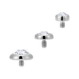 NewkeepsR Steel 3PCS Demal Bijoux Jewelry Tops 16G(1.2mm) Thread Flat Round Gem Replacement Head,Fit for 14g(1.6mm) Internally Threaded Dermal Anchor Base