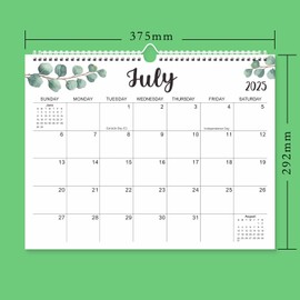 YZMXIY Wall Calendar 2025-2026, 18 Months Academic Wall Calendar from Jan 2025- June 2026 Monthly Calendar - Track Anniversaries & Home Office Family Planner (Green leaves Jan 2025-Jun 2026(A))