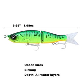 SwimShad Glide Baits Jointed Swimbait Bass Pike Salmon Trout Muskie Fishing Lure Bass Lure Bait Kit for Freshwater & Saltwater, Fast Casting 1.98oz (AH256-6.65'' 1.98oz)