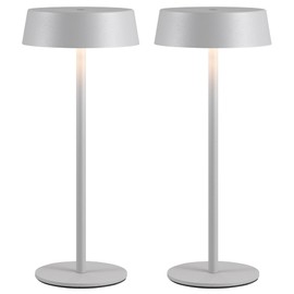 VISDANFO Modern Cordless Table Lamp Set of 2, Portable LED Desk Lamps, Rechargeable 5000mAh Battery Operated, Wireless Dimming Night Light for Bedroom, Dining Room, Bar, Outdoor, Waterproof (Grey)