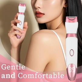 Bikini Trimmer for Women with LED Display - 5-in-1 Rechargeable Electric Shaver, Painless Pubic Hair Trimmer for Face Nose Eyebrow Arms Armpit Legs Pubic Area (Pink)
