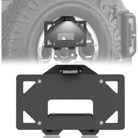 for Ford Bronco Spare Tire Mount License Plate Frame with LED Light Compatible with 2021 2022 2023 2024 2025 Ford Bronco 2/4 Doors, Carbon Steel Rear Wheel Licence Bracket Holder Relocation
