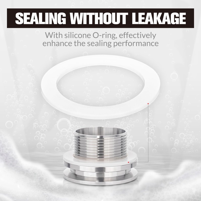 Worldwhere 1.5" Tri Clamp Bulkhead Compression Fittings,Stainless Steel 304 Homebrew