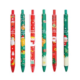 MOZXIRZ 6 Pcs Gel Ink Pens Cartoon Retractable Pens Cute Animal Pen 0.5mm Ballpoint Pen Office School Supplies for Girls (Xmas-3)
