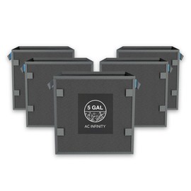 AC Infinity Heavy Duty Reusable Square Fabric Pots,  5 Gallon, 5-Pack