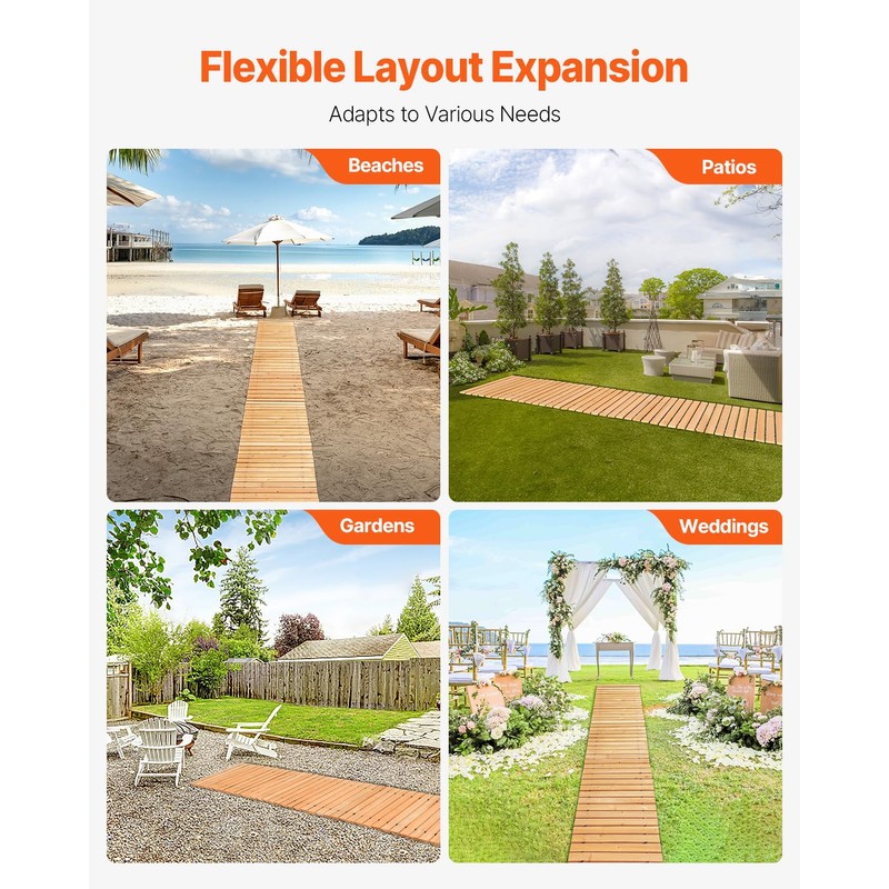 VEVOR Wooden Garden Pathway, 8 ft L x 17 in