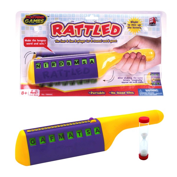 Rattled - Word Spelling Practice Game for 2 Player / Team (Travel Edition). See the Letters, Spell & Build The Longest Word! Teach Strategic Thinking & Word Recognition. Educational Spelling Toy
