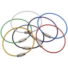 [KOYOKOMA] Wire Key Ring Key Chain Set of 7, Key Chain Lock Wire, Stainless Steel, Colorful Accessories, 7 Colors, 5.9 inches (15 cm), 0.06 inch (1.5 mm)