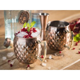 Buddy´s Bar - 2 Moscow Mule Mugs, 500 ml, High Quality Stainless Steel Cups with Pineapple Texture, Food Safe, Pineapple Skin Cocktail Cups with Gift Box, Set of 2, Antique Copper