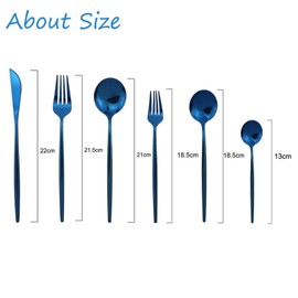 JASHII Silverware Set, Mirror Polished Blue Flatware Cutlery Set Service for 6, Shiny Finish 36 Pieces Stainless Steel Utensils Set Dinner Knife Fork Spoon Dessert Fork Salad Spoon Dishwasher Safe