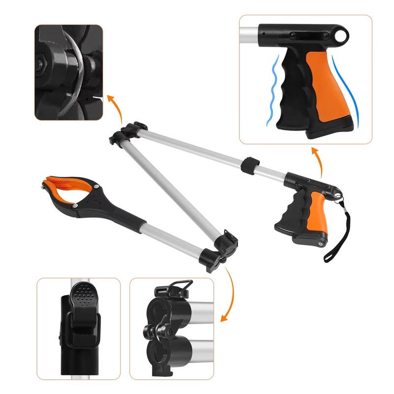 43" Extra Long Grabber Tool, Foldable Grabbers for Elderly Grab