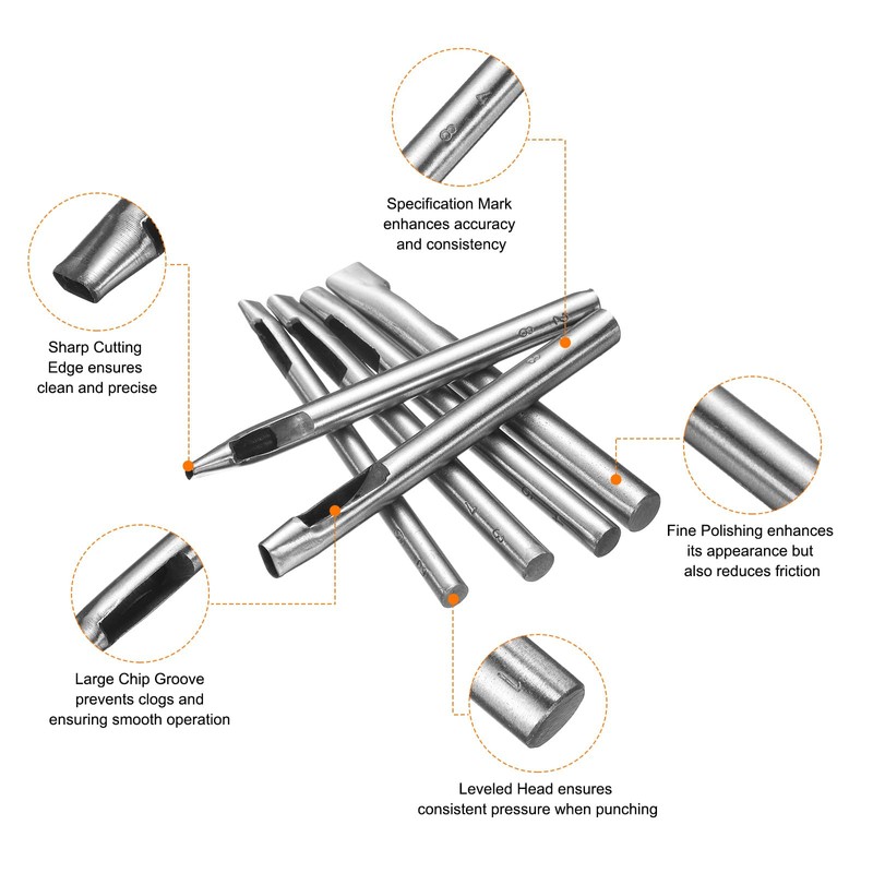 HARFINGTON 6pcs Oval Hole Punch Set 2mm 3mm 4mm Leather
