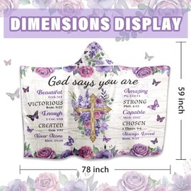 Christian Gifts for Women - Wearable Hoddies Blanket with Bible Verses, Religious and Inspirational Birthday Gifts for Grandama Aunt Mom Sister Wife, Gift Thanksgiving Christmas New Year 2025, 78*59''