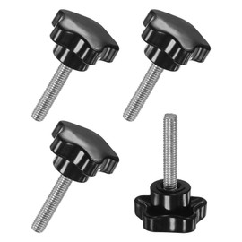M METERXITY 4-Pack Star Clamping Knobs, M6x30mm Male Thread Hand Tightening Screw for Machinery/Electronic/Furniture/Umbrella Base, Machine Handle Replacement [Stainless Steel, Black]