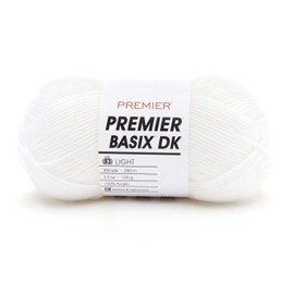 Premier Yarns Basix DK Weight Yarn, Made of Acrylic, Ideal Yarn for Crocheting and Knitting, Machine-Washable, White, 3.5 oz, 306 Yards