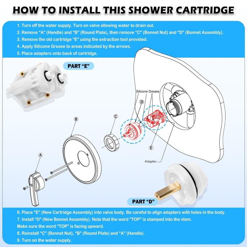 900-232 Shower Valve Cartridge Replacement Kit for Powers Style