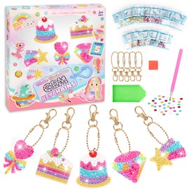 OWill Gifts Girls Toys for 6 7 8 9 10 Year Old Diamond Painting Arts Craft Toys 5D DIY Diamond Keychain Mosaic Kits Birthday Presents