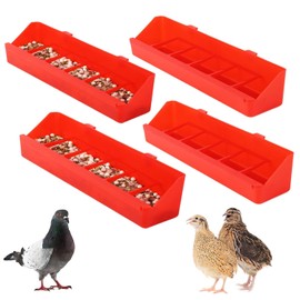 Paquete de 4 comedero de codorniz extraíble 6 ranuras para colgar pollo, comedero de agua para palomas, loros, pollitos, codorniz, pato, pájaro, aves de corral