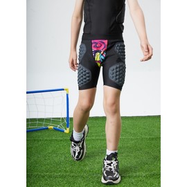 Topeter Padded Compression Shorts Girls Hockey Protective Gear, Youth Impact Protection Short Pants Pad Sport Shorts Pink YS