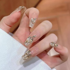 YXRXKJ Nail Tips, Medium, 24 Pieces, Nail Tips, Short, Popular, Japanese Style, Cute, Simple, Stylish, False Nails, Short, Spring & Summer, Bride Nails, Glossy, Coming of Age Ceremonies, School