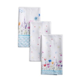 Maison d' Hermine Flower in The Field 100% Cotton Set of 3 Multi-Purpose Kitchen Towels | Bar Hand Towels | Spring / Summer (50 cm x 70 cm)