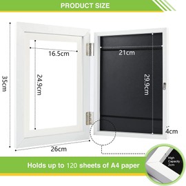 Picture Frame A4, Hinged Frame for Children's Drawings, Foldable Fillable Acrylic Art Photo Frame for Children, to Display or Hang Your Children's Artworks (1 Piece, Black)