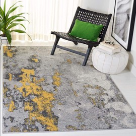 SAFAVIEH Adirondack Collection ADR134H Modern Abstract Non-Shedding Living Room Bedroom Accent Area Rug, 4' x 6', Grey / Yellow