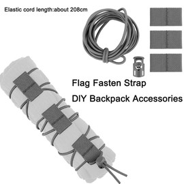 Tactical Flag Bungee Shock Cord with Cord Locks – 208cm/6.82ft Elastic Fastener Strap for MOLLE Webbing, Plate-Carrier, Backpack, Pouch, and DIY Gear Attachment (WG)